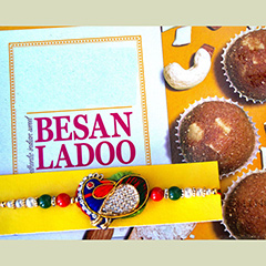 Peacock Rakhi with Laddu /></a></div><div class=