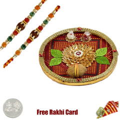 Bandhani Rakhi Thali with Free Silver Coin