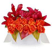 Flat Box Lilies and Roses