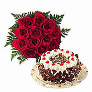 Dozen Roses with Cake