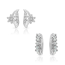 Mahi Combo of Scintillate Bali Hoop Stud Earrings for Women 