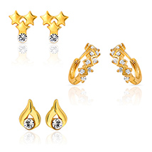 Mahi Combo of Grand Bali Hoop Stud Earrings for Women 