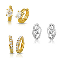 Mahi Combo of Shimmer Bali Hoop Stud Earrings for Women 