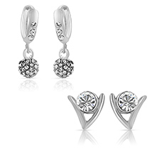 Mahi Combo of Glimmer Bali Hoop Stud Earrings for Women 