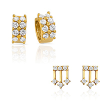 Mahi Combo of Classic Bali Hoop Stud Earrings for Women 