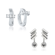 Mahi Combo of Chic Bali Hoop Stud Earrings for Women 