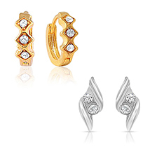 Mahi Combo of Fancy Bali Hoop Stud Earrings for Women 