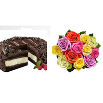 Chocolate Cheesecake and Colorful Roses