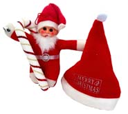 Santa Claus Hanging & Candy Cane Decoration with Xmas Cap