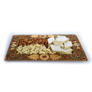 kaju Katli & Dryfruits In Golden Tray