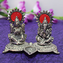 Laxmi Ganesha with Diya
