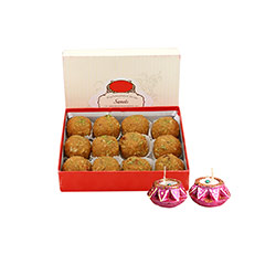 1 kg Besan Laddoo & Diyas - Diwali Gifts