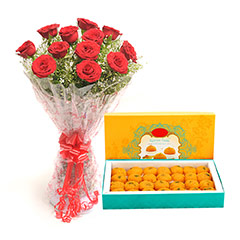 Roses & Motichoor Laddu - Diwali Gifts