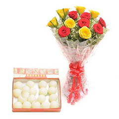 1 Kg Rasgulla & Bouquet - Diwali Gifts