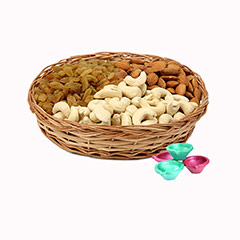 Mix Dry Fruits Basket & Diya - Diwali Gifts