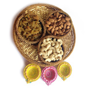 Dryfruit Basket With Colourful Diyas