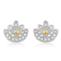 Lotus Floral Gold Plated Stud Earrings for Women 