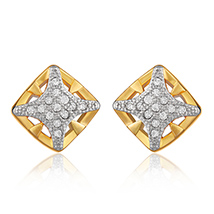Glowing Square Gold Plated Stud Earrings for Women 