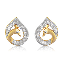 Peacock Fantasy Gold Plated Stud Earrings for Women 