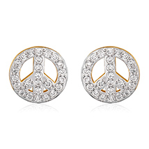 Round Peace Gold Plated Stud Earrings for Women 
