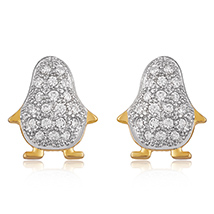 Playful Penguin Gold Plated Stud Earrings for Women 