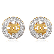 Round Fashion Gold Plated Stud Earrings for Women 