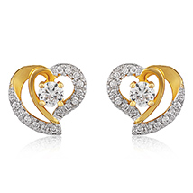 Curvy Heart Gold Plated Stud Earrings for Women 