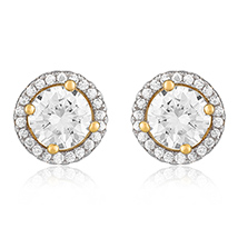 Classic Round Gold Plated Stud Earrings for Women 