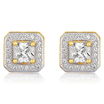 Stylish Square Gold Plated Stud Earrings for Women 