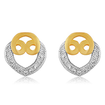 Double Heart Gold Plated Stud Earrings for Women 