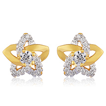 Floral Star Gold Plated Stud Earrings for Women 