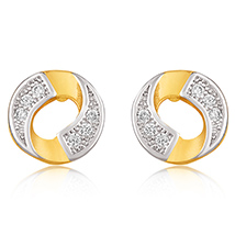 Round Wheel Gold Plated Stud Earrings for Women 