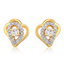 Floral Beauty Gold Plated Stud Earrings for Women 