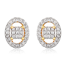 Classic Oval Gold Plated Stud Earrings for Women 