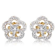 Classic Flower Gold Plated Stud Earrings for Women 