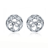 Mahi Rhodium plated Curl Round Huggies Earring for Women 