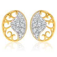 Mahi Gold Plated Oval love Earring with CZ for Women