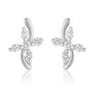 Mahi Endearing Rhodium Plated Curve Earrings