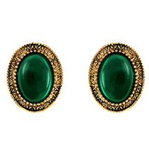 Green Oval Stud