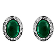 Green Oval Stud