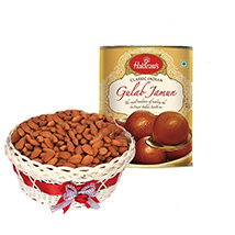 Diwali with almonds and Gulab Jamun