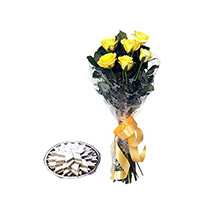 Fathers Day - Yellow Roses N Kaju Katli