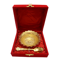 Designer Golden Bowl with Spoon