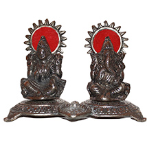 Silver Laxmi Ganesha statue