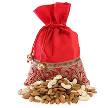 Red Potli Bag With Dry Fruits