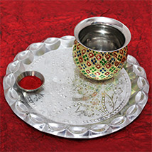 Attractive Silver Thali & Kalash