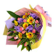 Bouquet of Yellow Gerberas & Pink Roses-MAL
