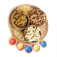 Mix Dry Fruit Basket With Diyas