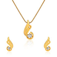 Mahi Gold Plated Dancing Fire Flame Pendant set for Women