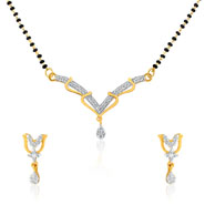 Mahi Gold Plated Tulips Mangalsutra Set with CZ for Women 